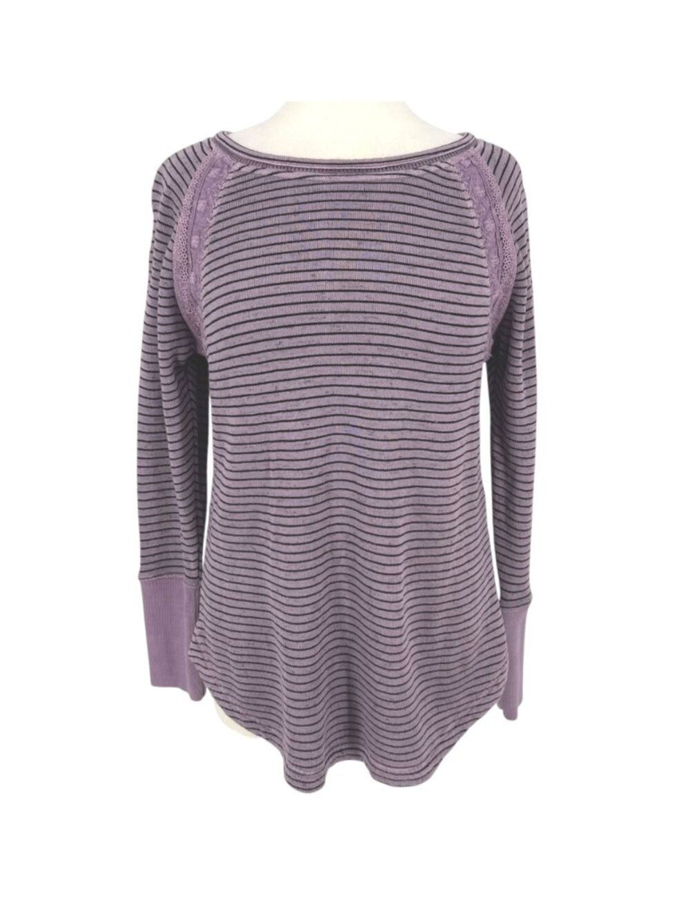 Soft Surroundings Boho Loungewear Rosamunde Top Purple Striped Lace Size XS
